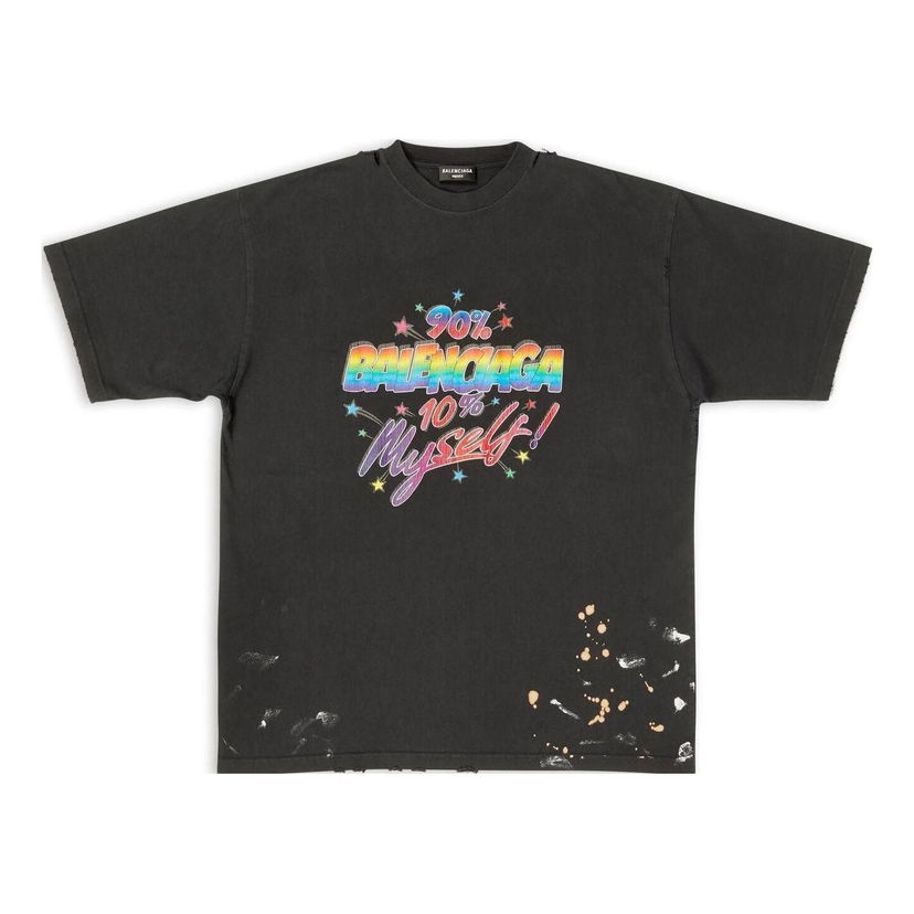 Majica kratkih rukava Balenciaga 90/10 Graphic Print T-Shirt Crna | 641675TMVH31055