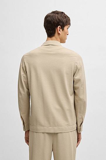 Košulja BOSS Relaxed Fit Stretch Seersucker Overshirt Bež | 50540695, 1