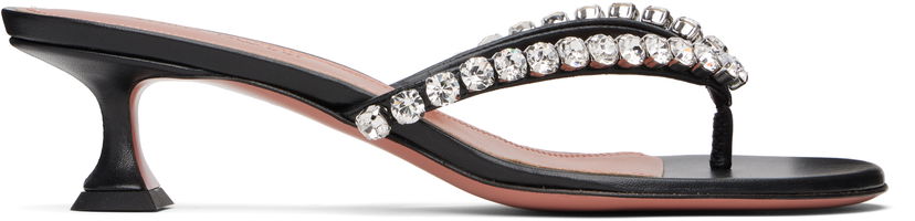 Tenisice i cipele Amina Muaddi Gigi Thong Heeled Sandals Crna | GIGI THONG