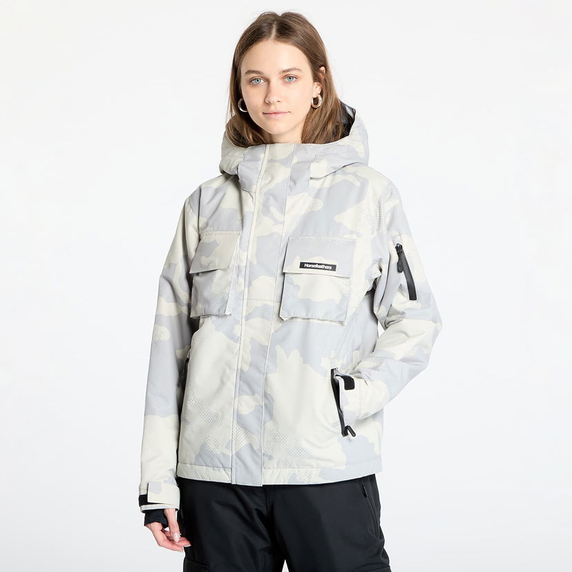 Parka Horsefeathers Snowstorm Print Hooded Jacket Bijela | OW221B