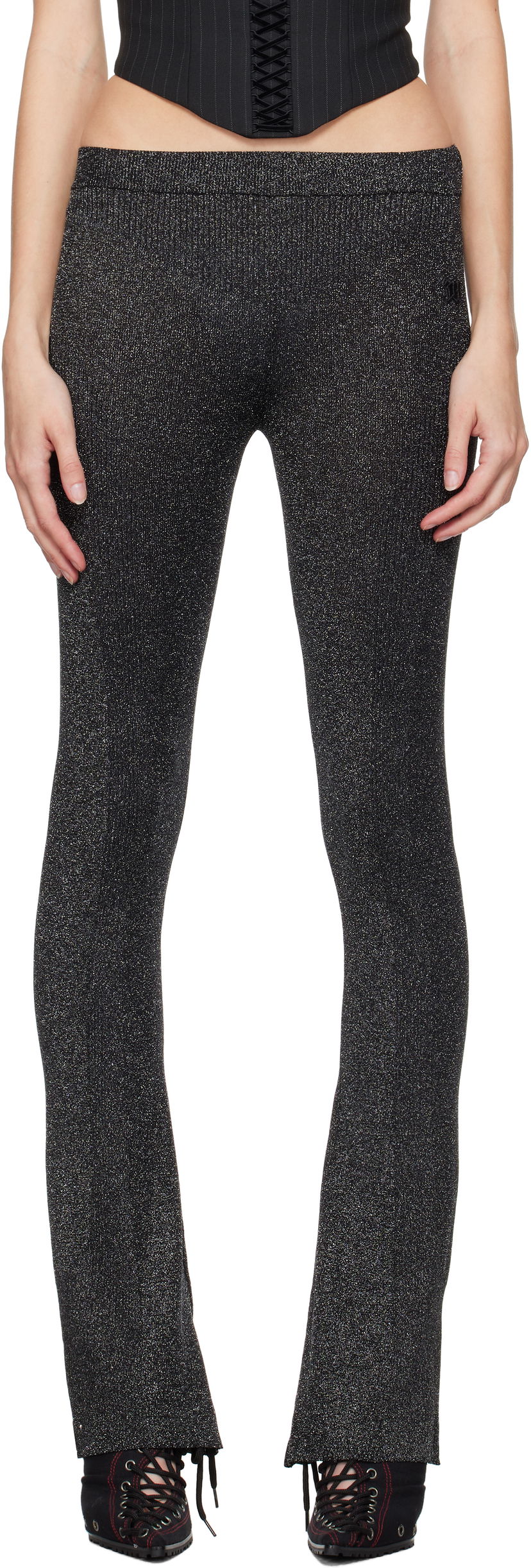 Tajice MISBHV Knitted Flared Trousers Crna | 241W307
