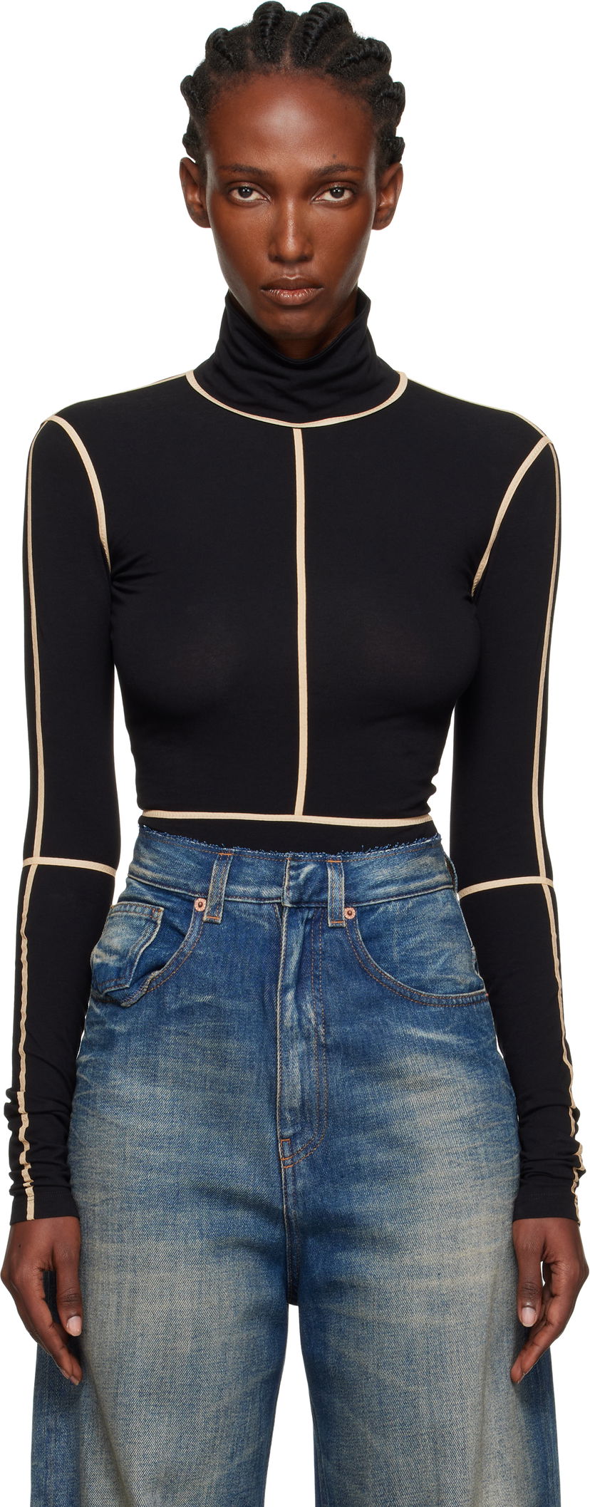 Body Maison Margiela MM6 Maison Margiela Long Sleeve Turtleneck Bodysuit Crna | S52NA0072 M20125