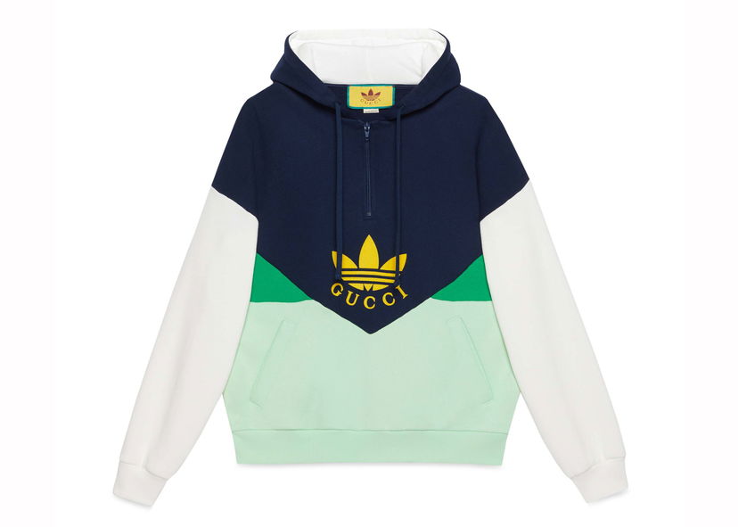 Dukserice Gucci x Adidas Hooded Sweatshirt Blue Tirkiz | 724666 XJE20 3846