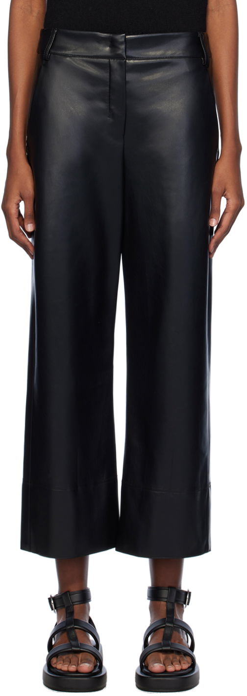 Hlače Max Mara Max Mara Faux-Leather Wide Leg Pants Crna | 2419781021600 MM13037