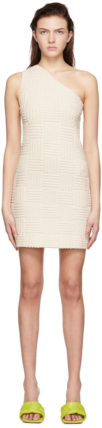Haljina Bottega Veneta Toweling One-Shoulder Mini Dress Bijela | 686309 V1LW0