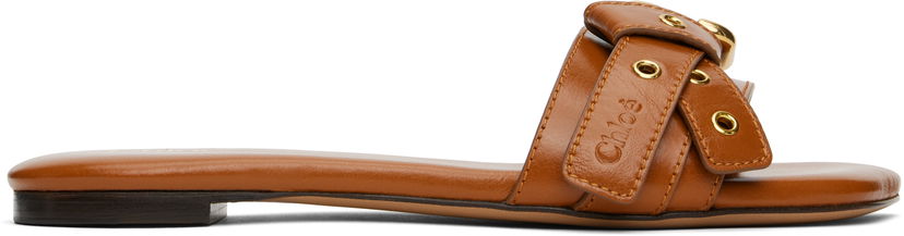 Dodaci CHLOÉ Chloé Mae Leather Sandals Smeđa | CHC25S08NQJ