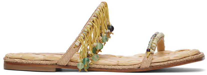 Dodaci Dries Van Noten Dries Van Noten Embellished Raffia Sandals Bež | WS241-1104-803