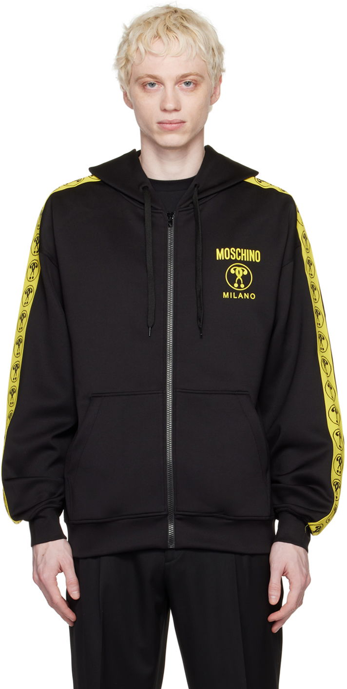 Dukserice Moschino Double Question Mark Logo Zip Hoodie Crna | 1724 2029
