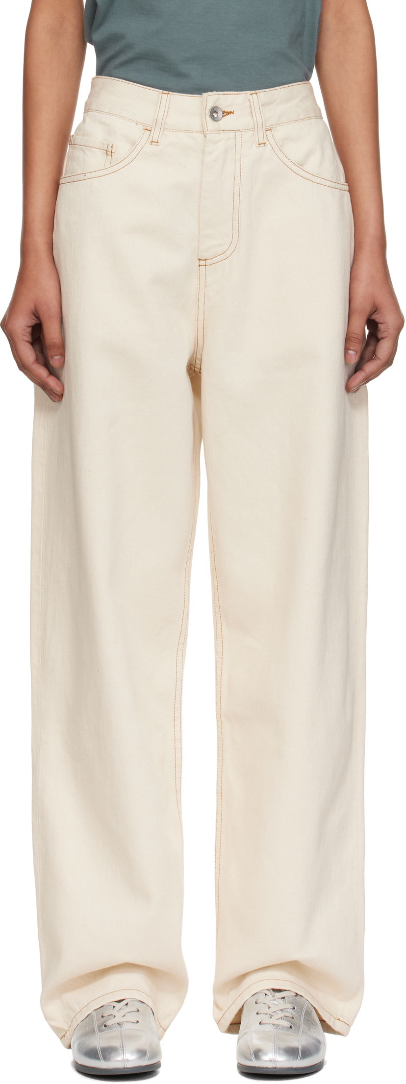 Jeans YMC YMC Earth Silver Jeans Bijela | Q4AZI