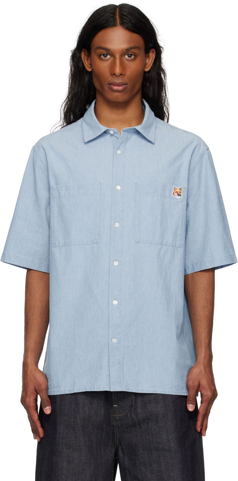 Košulja MAISON KITSUNÉ Maison Kitsuné Relaxed Short Sleeve Shirt Plava | OM00424WC5006