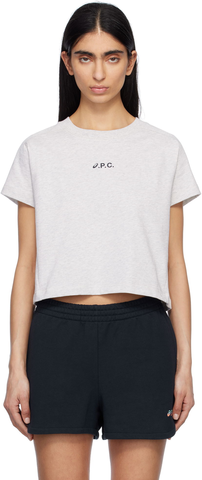 Crop top A.P.C. A.P.C. ASICS Edition Cloud Cropped T-Shirt Siva | COEAV-F26454