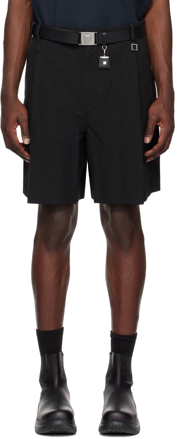 Kratke hlače WOOYOUNGMI WOOYOUNGMI Men's Pleated Shorts Crna | W231PT31