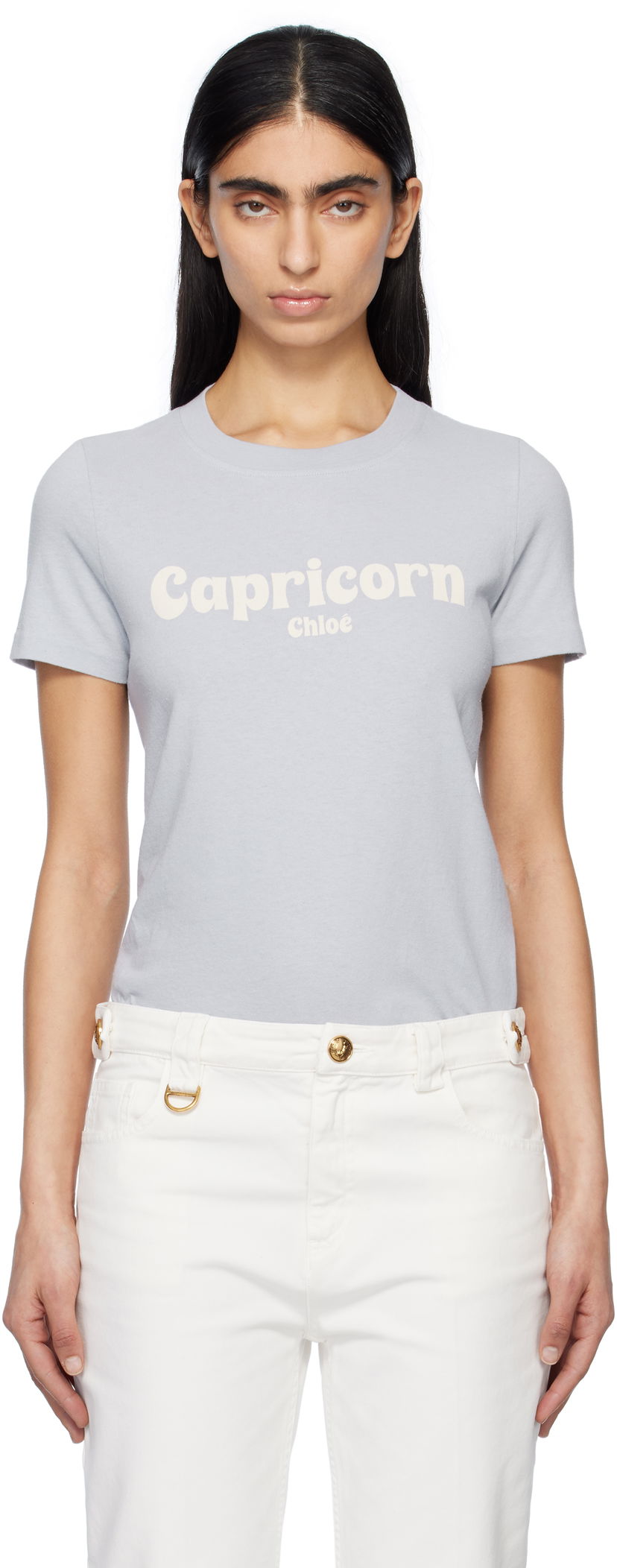 Majica kratkih rukava CHLOÉ Chloé Baby Fit 'Capricorn' T-Shirt Plava | CH25SJH08186