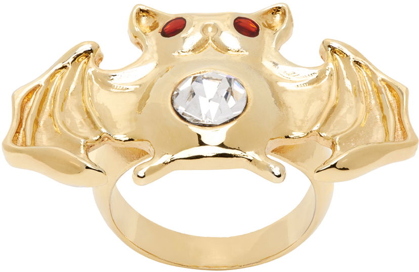Prsten Chopova Lowena Gold Ring With Bat And Crystal Metalik | 6456