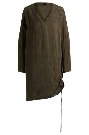 Haljina BOSS Midi Dress with Drawcord Zelena | 50524225