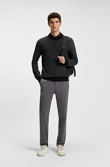 Džemper BOSS Cotton-blend sweater with two-tone structure Crna | 50548673, 1