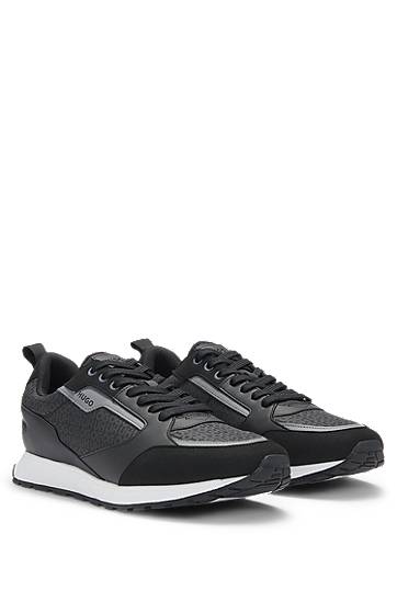 Odjeća BOSS HUGO Mixed-Material Monogrammed Upper Crna | 50536205