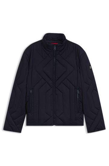 Jakna BOSS Quilted Satin Water-Repellent Jacket Tamnoplava | 50546223
