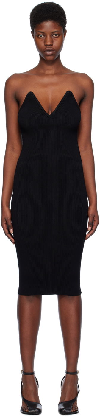 Haljina Coperni V-Neck Midi Dress Crna | COPML91852