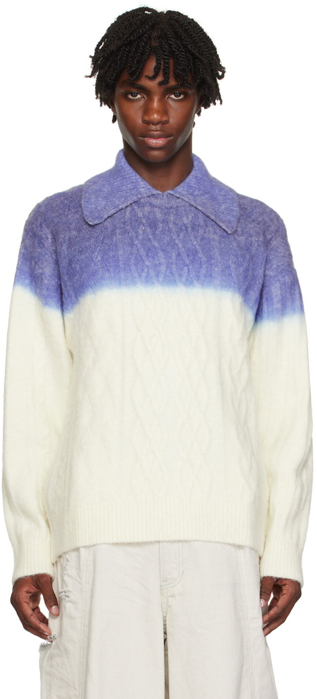 Džemper ADER ERROR Gradient Oversized Polo Sweater Plava | BMADFWKT0101IV
