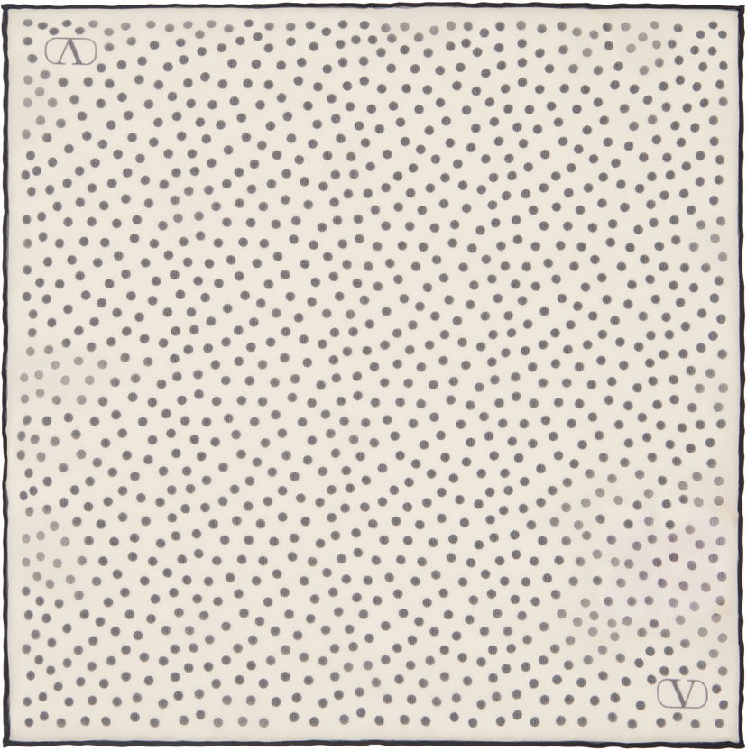 Šal Valentino Valentino Garavani Chez Silk Pocket Square with Polka Dots Bijela | 6W0EX002XFR