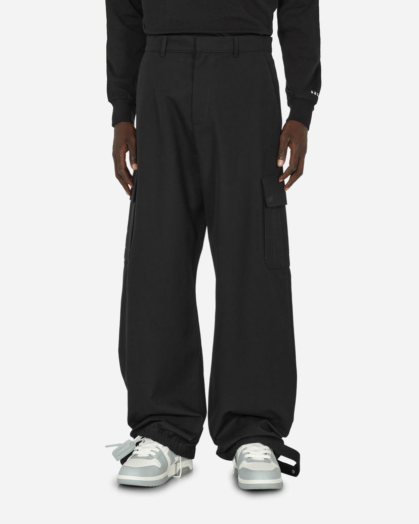 Cargo hlače Off-White Embroidered Wool Cargo Pants Black Crna | OMCF037F23FAB001 1010