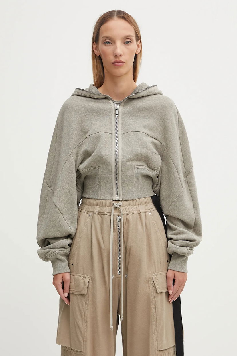 Dukserice Rick Owens Rick Owens DRKSHDW Collage Gimp Cropped Hoodie Siva | DS02E7233.FGM