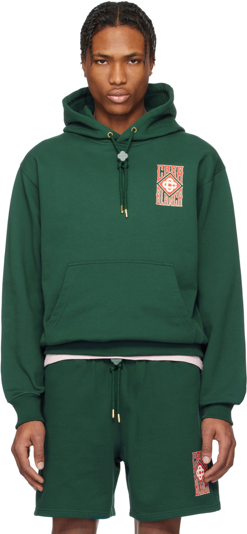 Dukserice Casablanca Casablanca Gothic Logo Hoodie Zelena | MS25-JTP-292-01