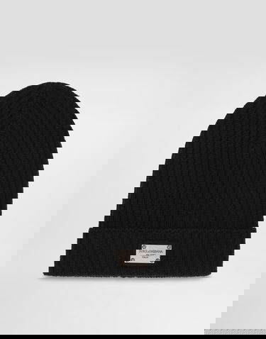 Kapica Dolce & Gabbana Dolce & Gabbana Knitted Logo Plaque Beanie Crna | LBKH82JCVD6N0000, 0
