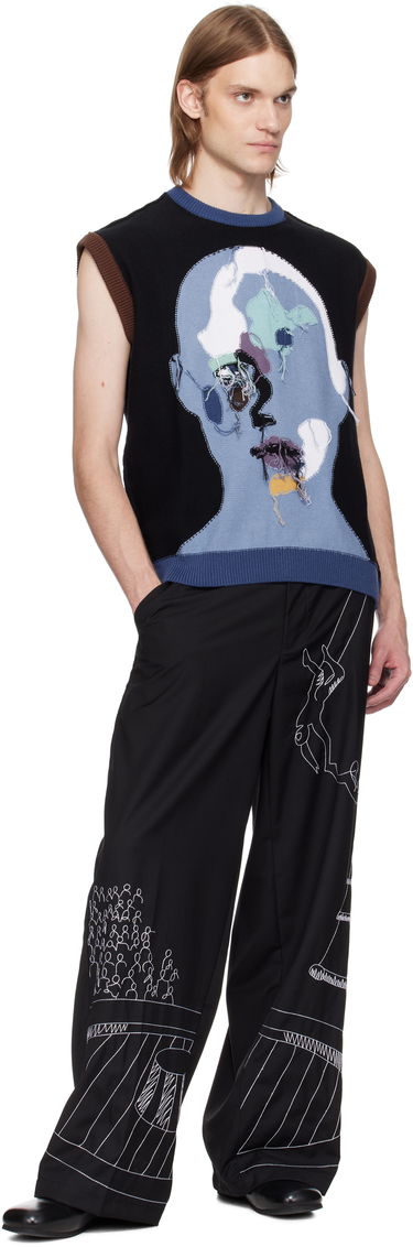 Džemper KidSuper KidSuper Reverse Knit Patchwork Face Sleeveless Sweater Plava | SS25-SW-06, 3