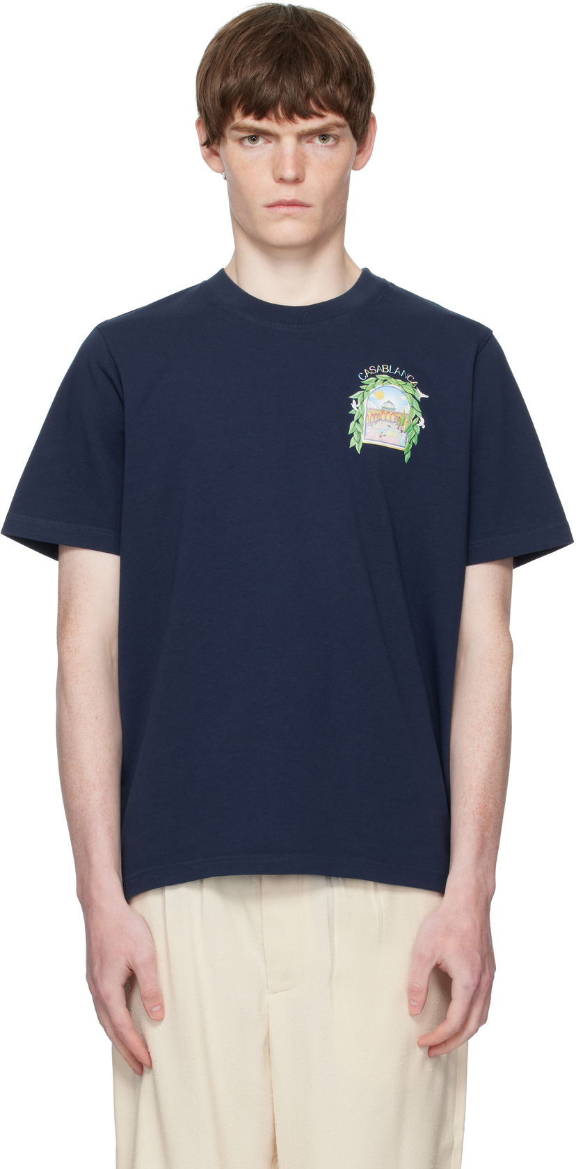Majica kratkih rukava Casablanca Casablanca L'Arche De Tennis T-Shirt Tamnoplava | MPF25-JTS-001-14-EX-FLANNELS