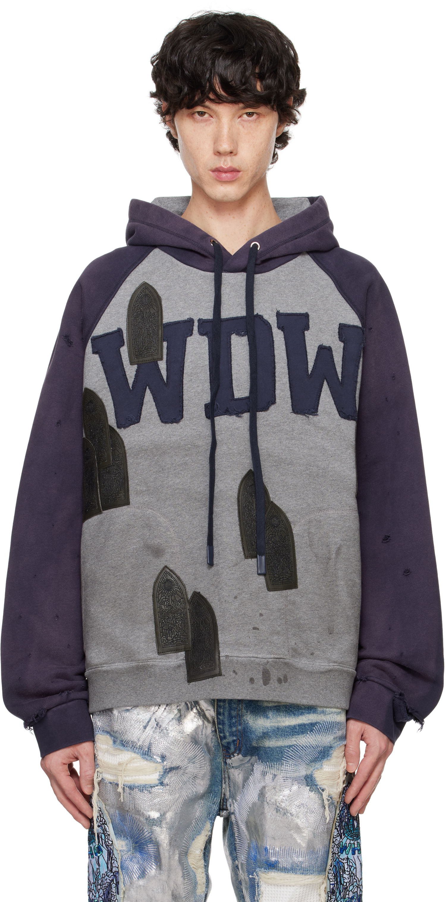 Dukserice Who Decides War Faded 'WDW' Hoodie Siva | 1110090021FW24, 0