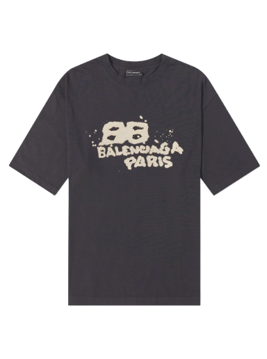 Majica kratkih rukava Balenciaga Dirty Paris Logo Tee Crna | 612966-TNVN4-1059