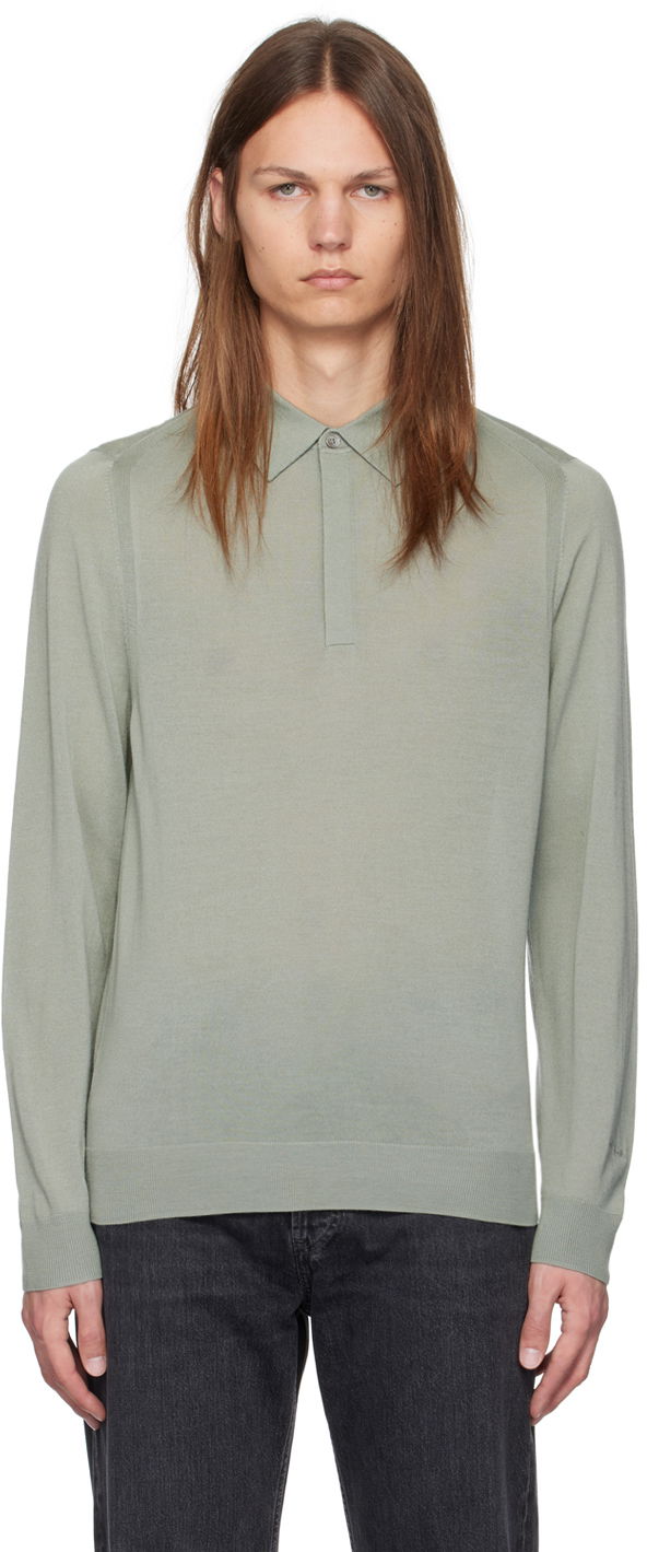 Polo majica Paul Smith Paul Smith Merino Long Sleeve Polo Zelena | M1R-570X-M02093-36