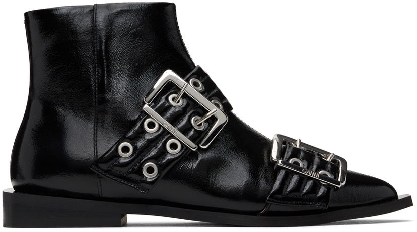 Jakna GANNI GANNI Feminine Buckle Flat Boots Crna | S2650