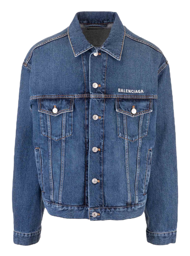 Jakna Balenciaga Logo Denim Jacket Tamnoplava | 620728TDW146020
