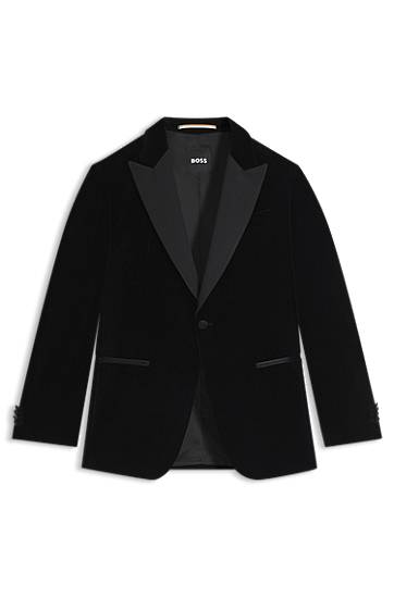 Jakna BOSS Slim-fit tuxedo jacket in cotton velvet Crna | 50551552, 0