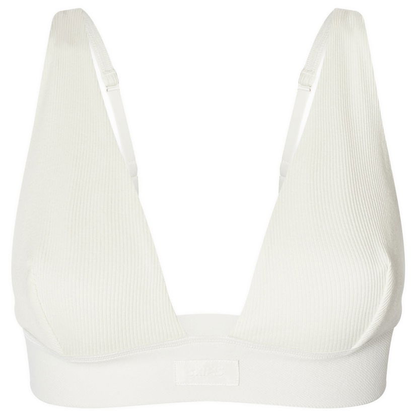 Grudnjak SKIMS Rib Plunge Bralette Bijela | BR-PLG-0037-BN