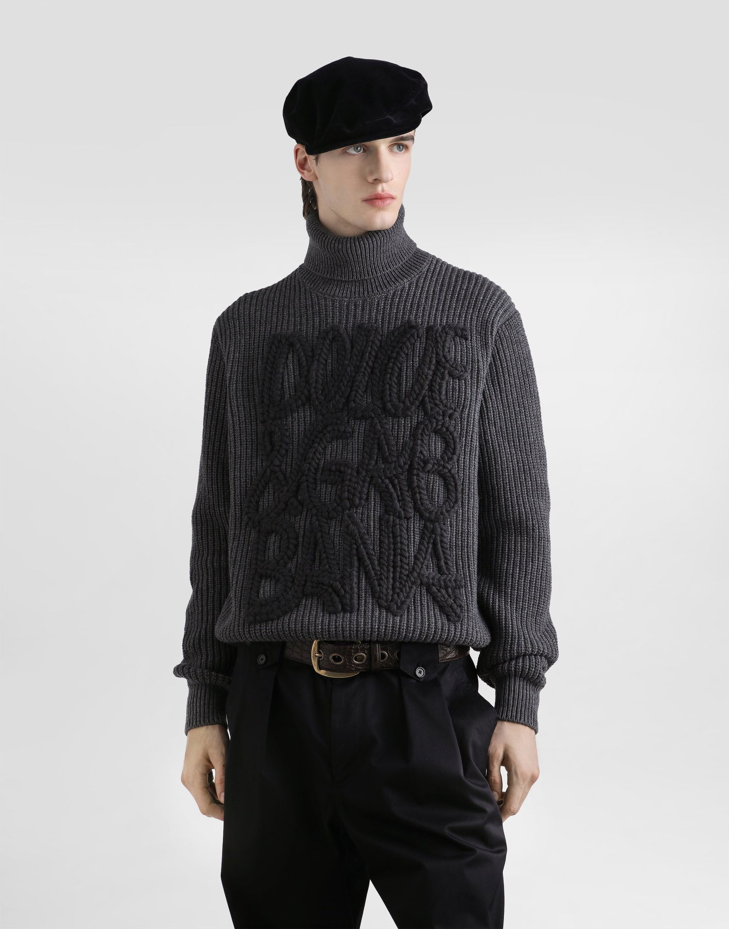 Džemper Dolce & Gabbana Dolce & Gabbana Embroidered Wool Turtleneck Sweater Siva | GXW63ZJDVC8N0542, 1