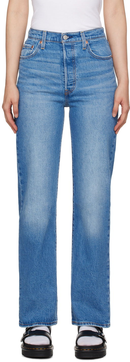 Hlače i traperice Levi's Blue Ribcage Full Length Jeans Plava | 79078-0008