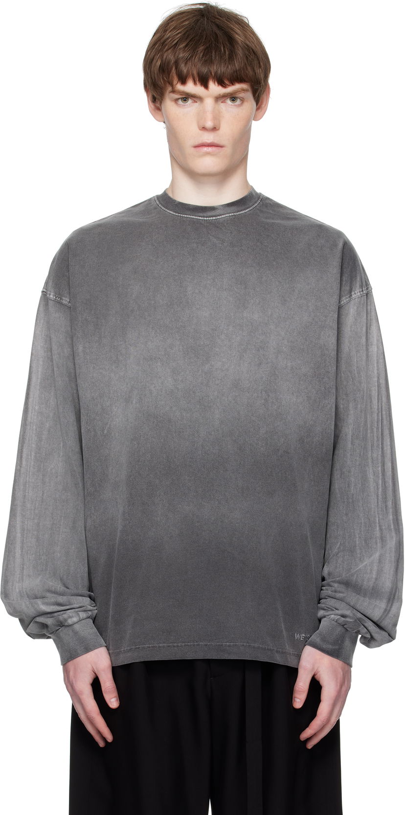 Majica kratkih rukava We11done We11done Gradient Dye Long Sleeve T-Shirt Siva | WD-TT2-25-729-M-BK