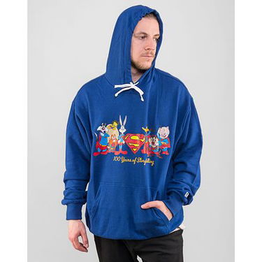 Dukserice New Era Superhero × Looney Tunes Line Up Oversized Hoody Royal Blue Tamnoplava | 60414229, 0