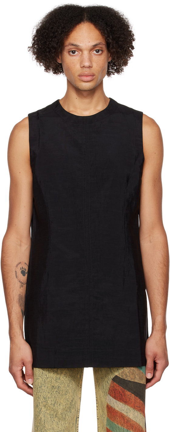 Majica bez rukava Eckhaus Latta Sleeveless Crewneck Tank Top Crna | 5005-EL-AW22-SB SPORT BLACK