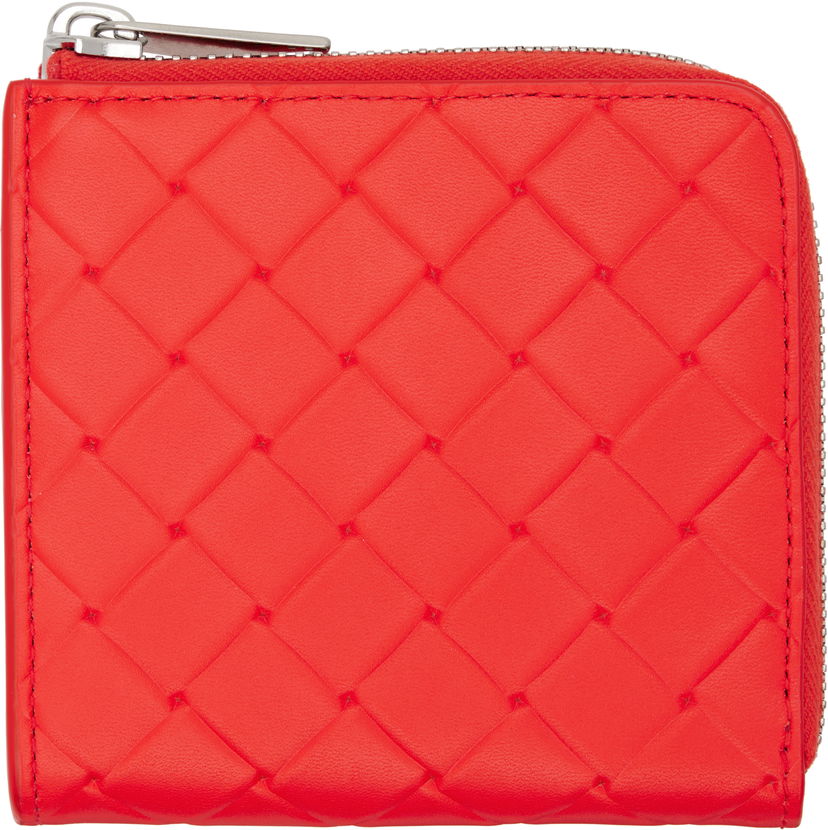 Novčanik Bottega Veneta Bottega Veneta Intrecciato Stamp Square Zip Around Wallet Crvena | 817741V0AQ16530