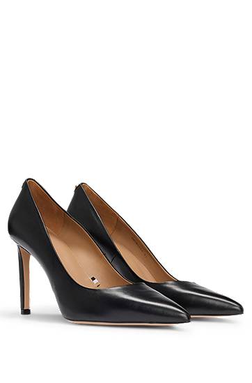 Dodaci BOSS Leather Pointed-Toe Pumps Crna | 50504280
