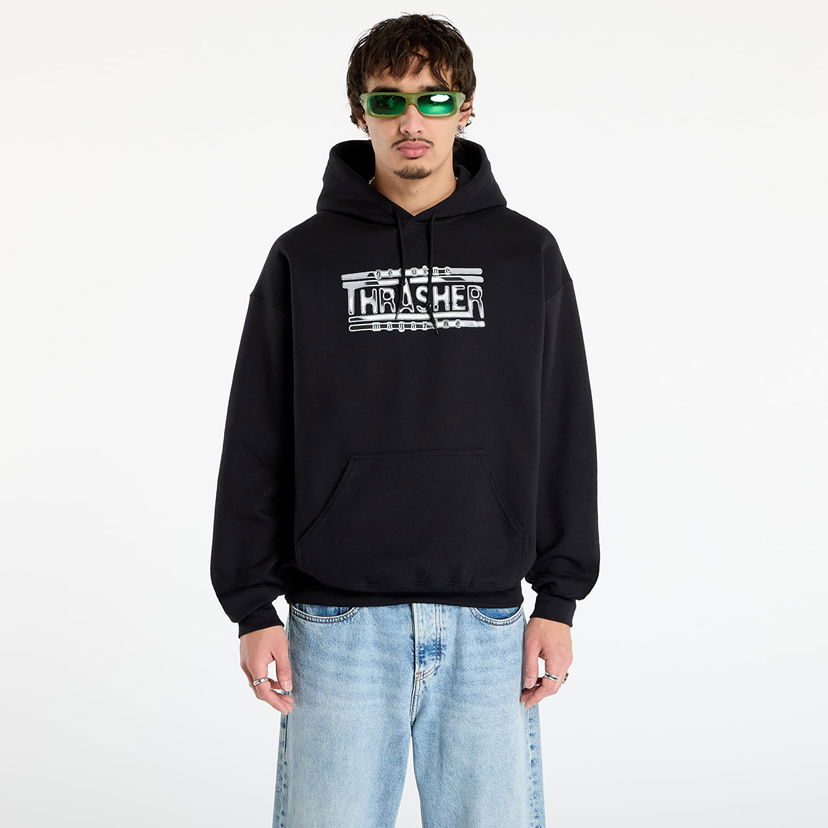 Dukserice Thrasher Chrome Genuine Hoodie M Crna | 145763