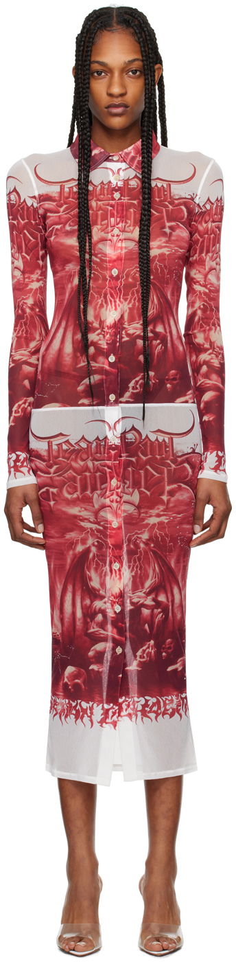 Haljina Jean Paul Gaultier Gaultier 'The Diablo' Mesh Midi Dress Crvena | 24/25-F-RO095-T546-0130