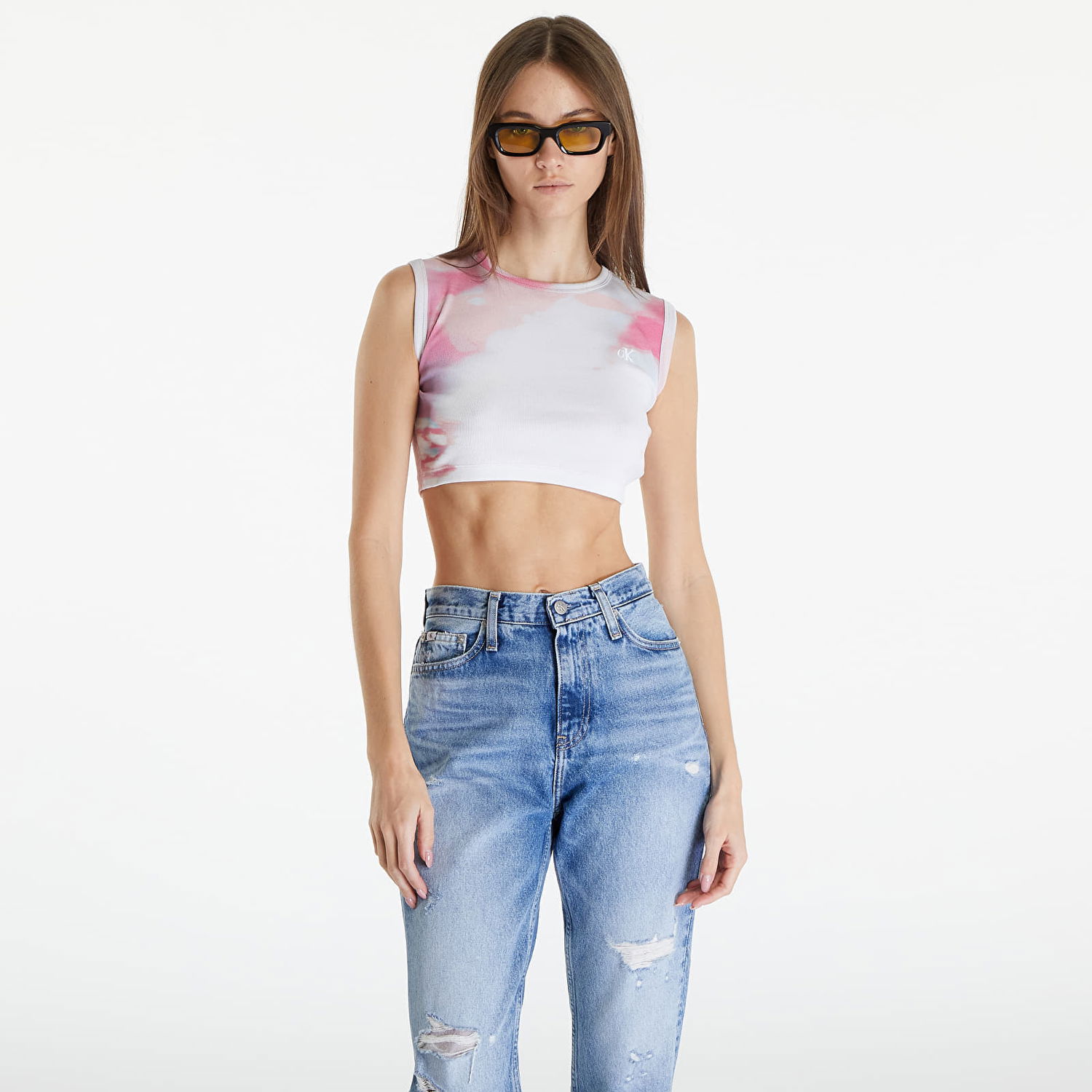 Majica bez rukava CALVIN KLEIN Cropped Tank Top White Bijela | J20J223163 0LA, 0