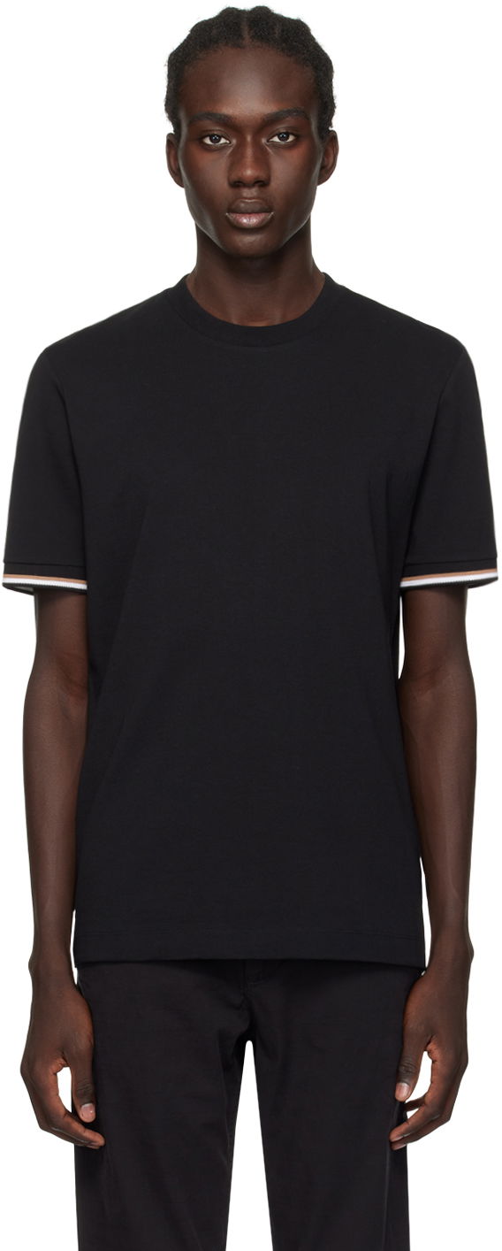 Majica kratkih rukava BOSS Stripe Cuffs T-Shirt Crna | 50501097