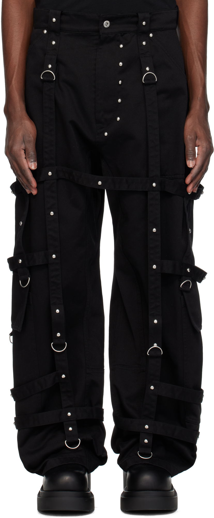 Cargo hlače We11done We11done Strapped Cargo Pants Crna | WD-PT0-25-246-M-BK